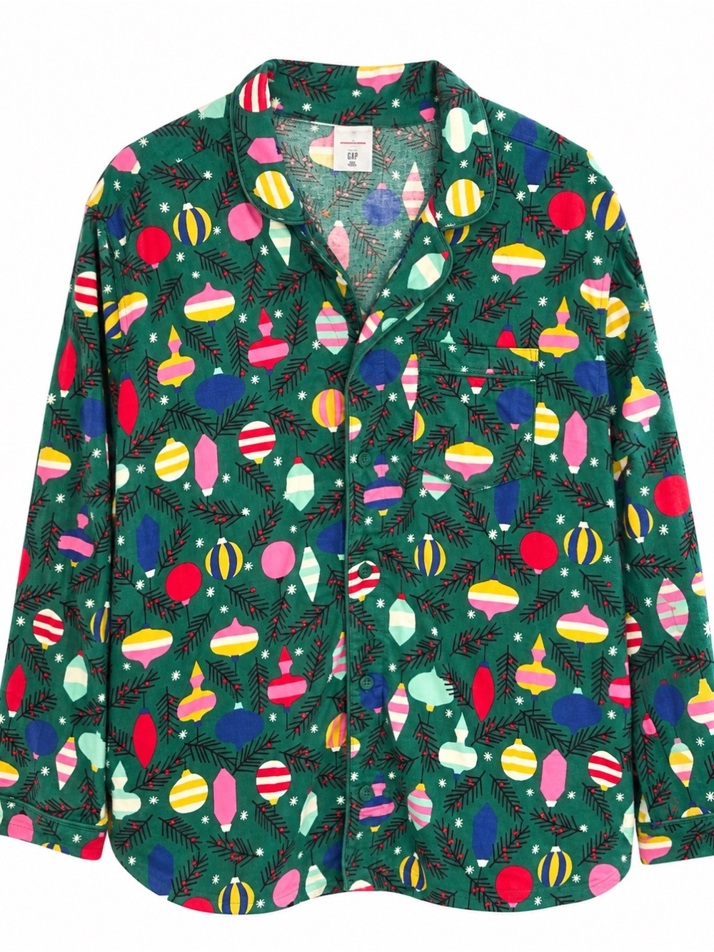 Hanna Andersson Holiday Ornament Print Pajama Top Adult L
